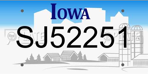 SJ52251 Iowa License Plate