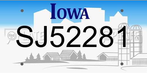 SJ52281 Iowa License Plate