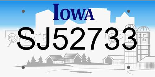 SJ52733 Iowa License Plate