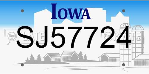 SJ57724 Iowa License Plate