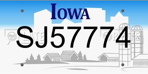 SJ57774 Iowa License Plate
