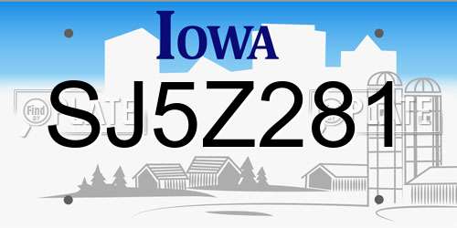 SJ5Z281 Iowa License Plate