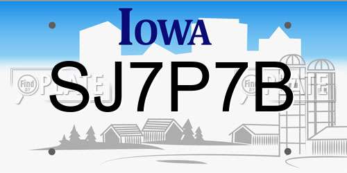SJ7P7B Iowa License Plate