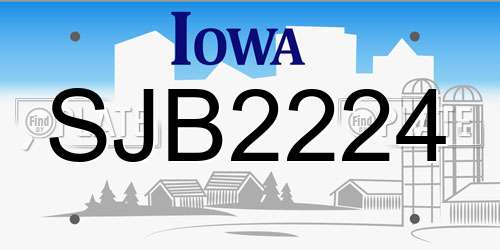 SJB2224 Iowa License Plate