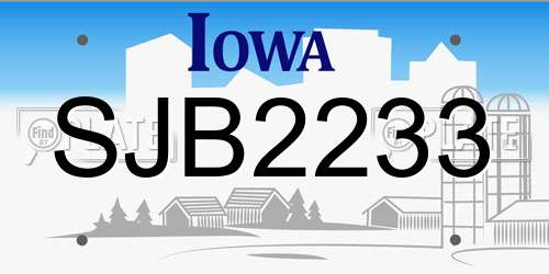 SJB2233 Iowa License Plate