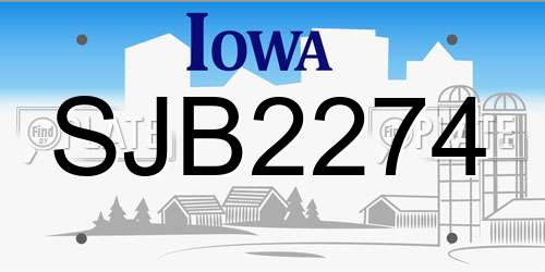 SJB2274 Iowa License Plate