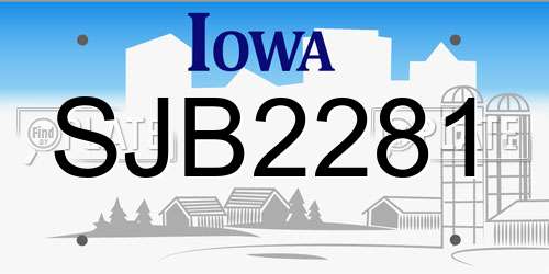 SJB2281 Iowa License Plate