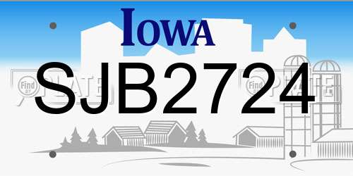 SJB2724 Iowa License Plate