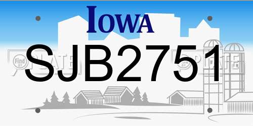 SJB2751 Iowa License Plate
