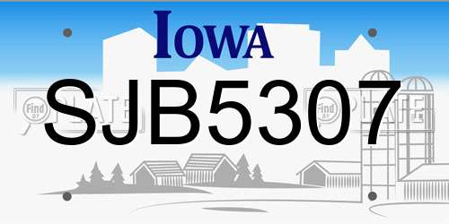 SJB5307 Iowa License Plate
