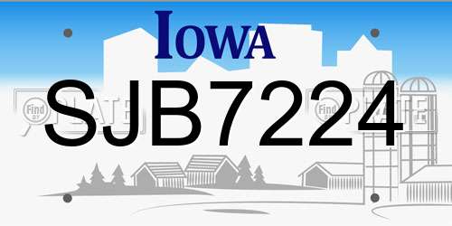 SJB7224 Iowa License Plate