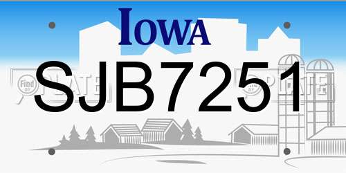 SJB7251 Iowa License Plate