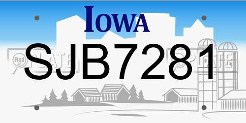 SJB7281 Iowa License Plate