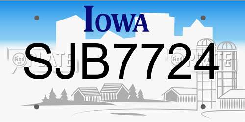 SJB7724 Iowa License Plate
