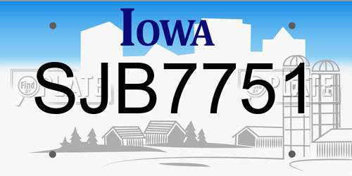 SJB7751 Iowa License Plate