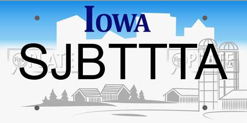 SJBTTTA Iowa License Plate