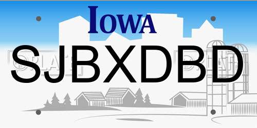 SJBXDBD Iowa License Plate