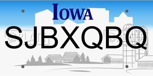 SJBXQBQ Iowa License Plate