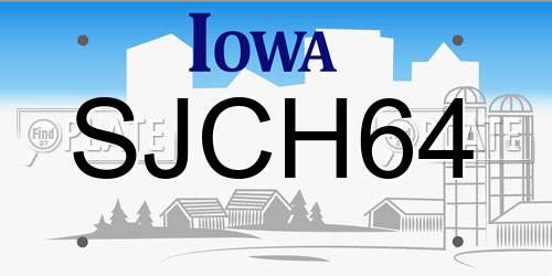 SJCH64 Iowa License Plate