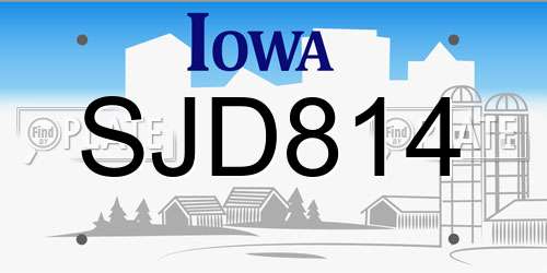 SJD814 Iowa License Plate