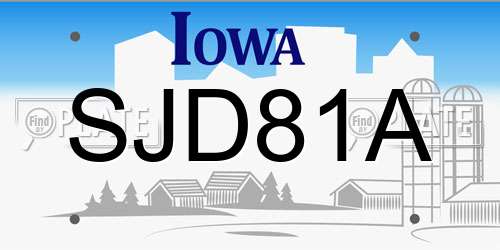 SJD81A Iowa License Plate