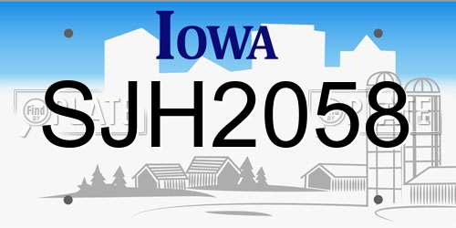 SJH2058 Iowa License Plate