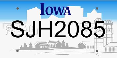 SJH2085 Iowa License Plate