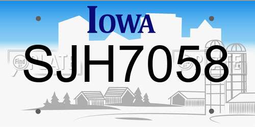 SJH7058 Iowa License Plate