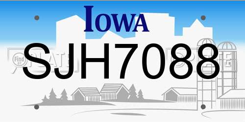SJH7088 Iowa License Plate
