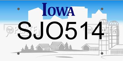 SJO514 Iowa License Plate