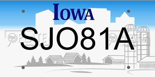SJO81A Iowa License Plate