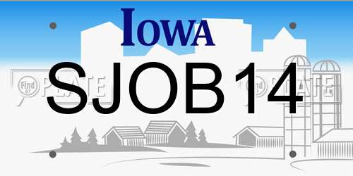 SJOB14 Iowa License Plate