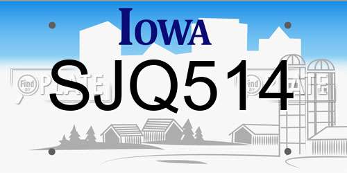 SJQ514 Iowa License Plate