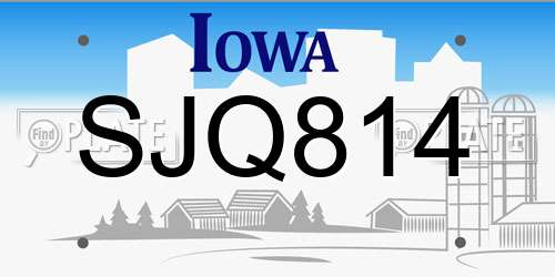 SJQ814 Iowa License Plate