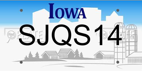 SJQS14 Iowa License Plate