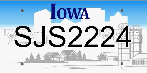 SJS2224 Iowa License Plate