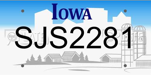 SJS2281 Iowa License Plate