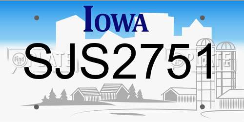 SJS2751 Iowa License Plate