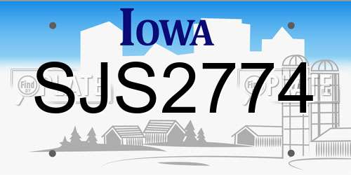 SJS2774 Iowa License Plate