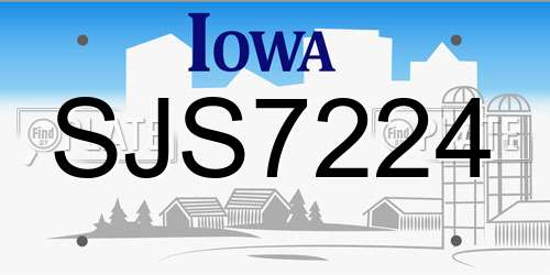 SJS7224 Iowa License Plate