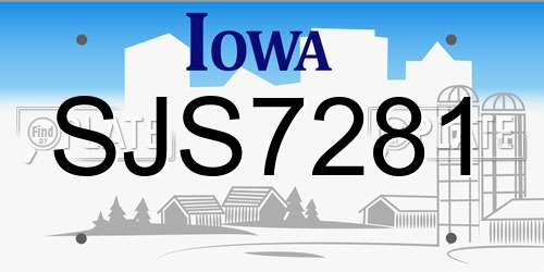 SJS7281 Iowa License Plate