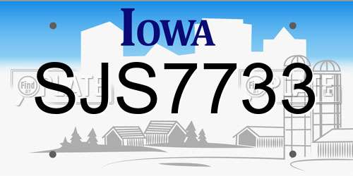 SJS7733 Iowa License Plate