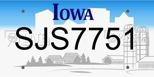 SJS7751 Iowa License Plate