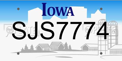 SJS7774 Iowa License Plate