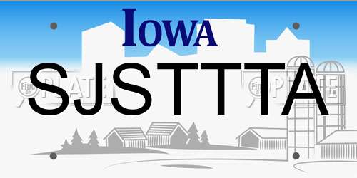 SJSTTTA Iowa License Plate