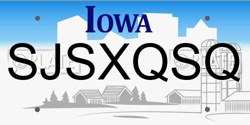 SJSXQSQ Iowa License Plate
