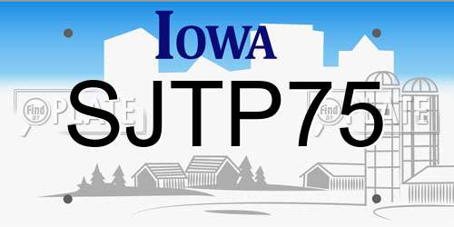 SJTP75 Iowa License Plate