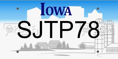 SJTP78 Iowa License Plate