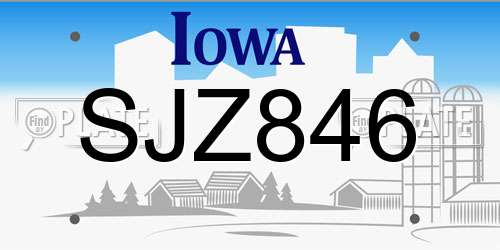 SJZ846 Iowa License Plate