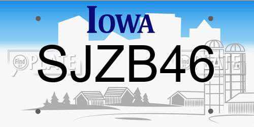 SJZB46 Iowa License Plate